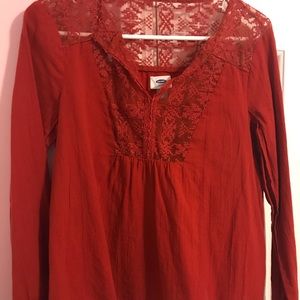 🔵 3/$20 Old Navy flowy blouse with lace detail